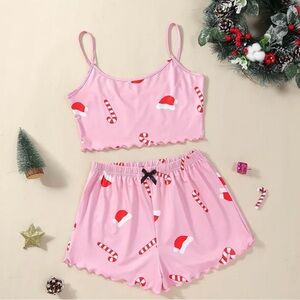 Festive Pink Christmas Pajama Set